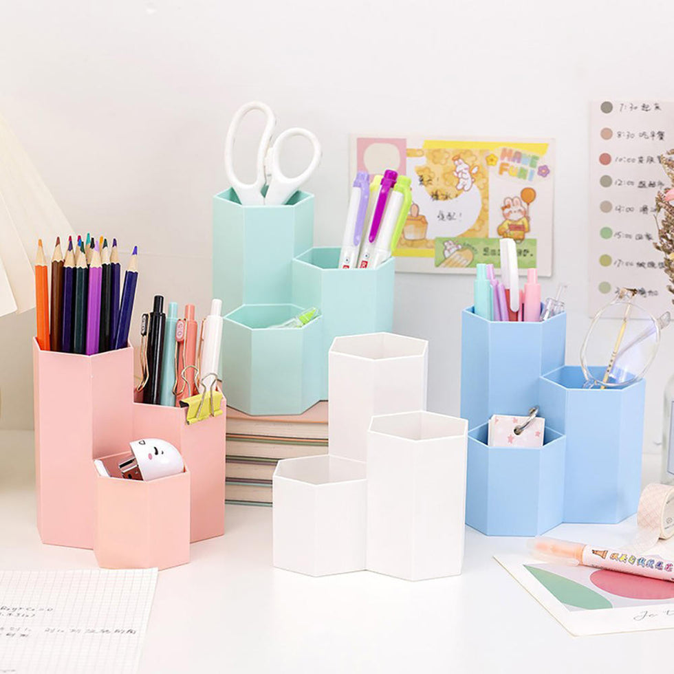 Honeycomb Desk Pen Holder - Hexagonal Office Organizer