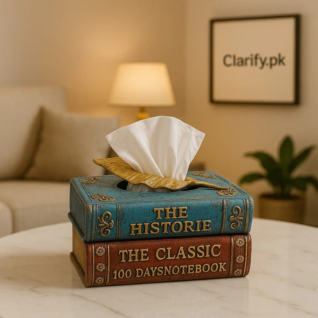 Vintage Book-Style Tissue Box Case – Elegant Home Decor - Clarify.pk