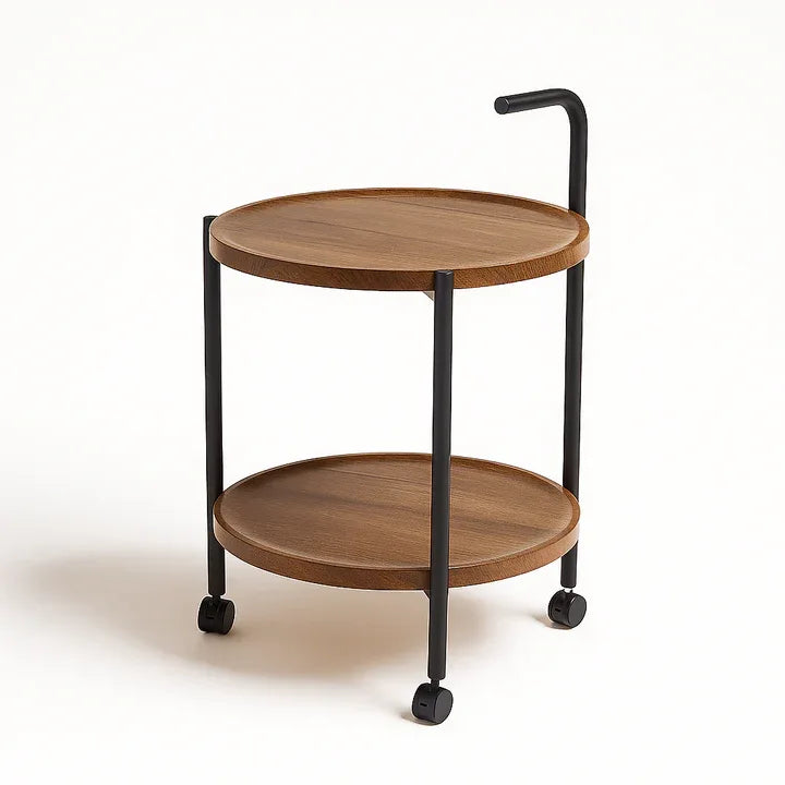 Premium 2-Tier Wooden Serving Trolley - Clarify.pk