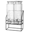 Elegant Glass Drink Dispenser Set – Twin Jars with Sturdy Metal Stand - Clarify.pk