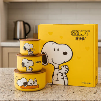 Luxury Snoopy Design Ceramic Jar Set – With Gift Box Packaging - Clarify.pk