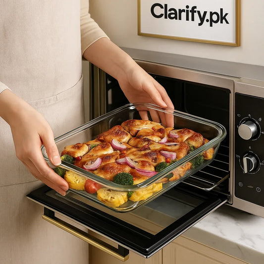 Large Capacity Toughened Glass Baking Dish – Oven Safe up to 450°C