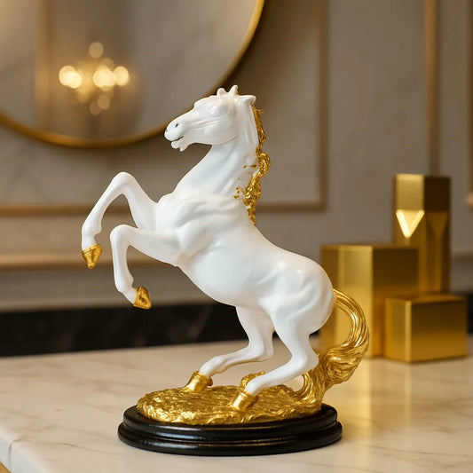 Royal Golden Horse Decor Statue – Small Elegant Figurine - Clarify.pk
