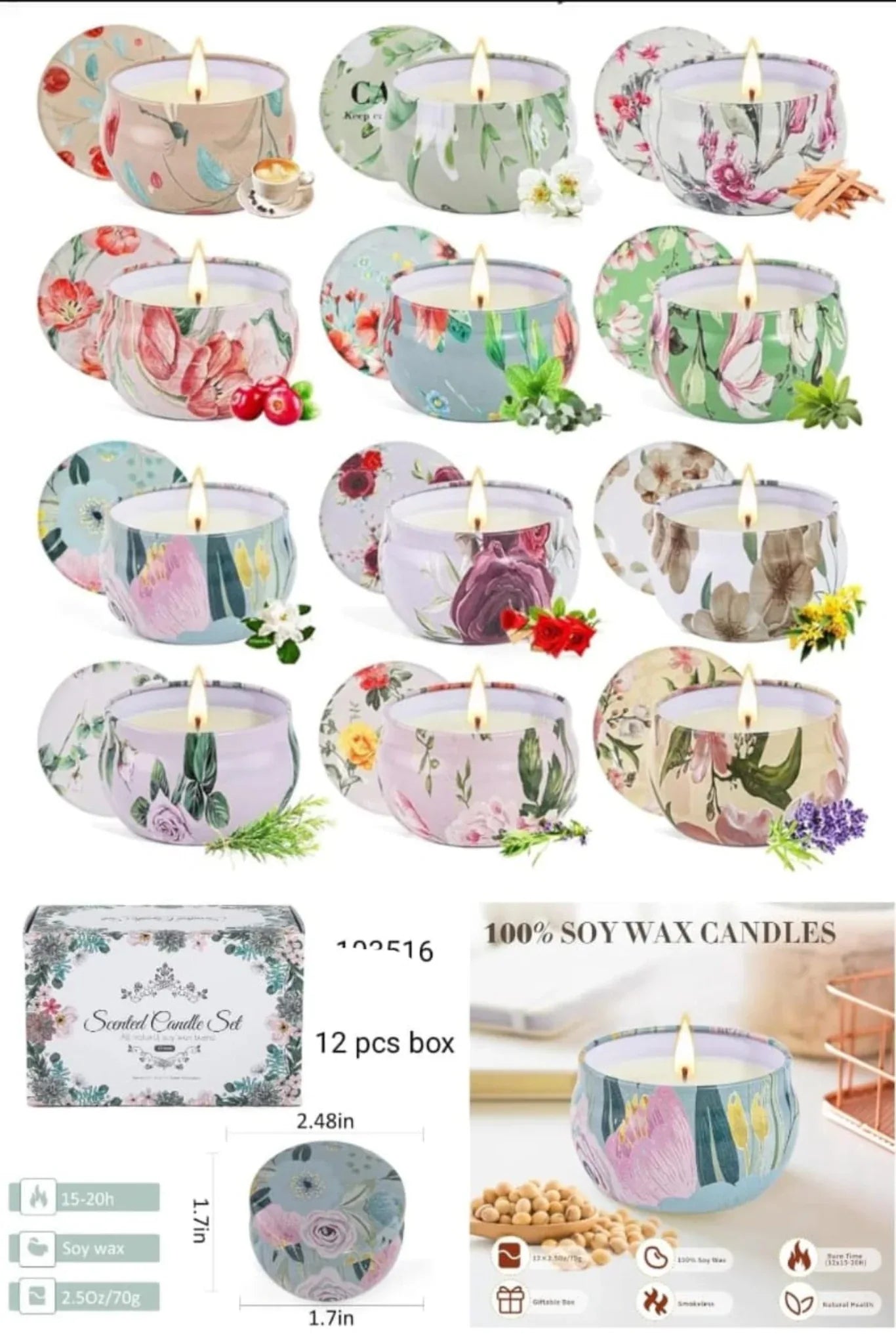 Luxury Scented Candle in Iron Container – Home Aroma Décor (each) - Clarify.pk