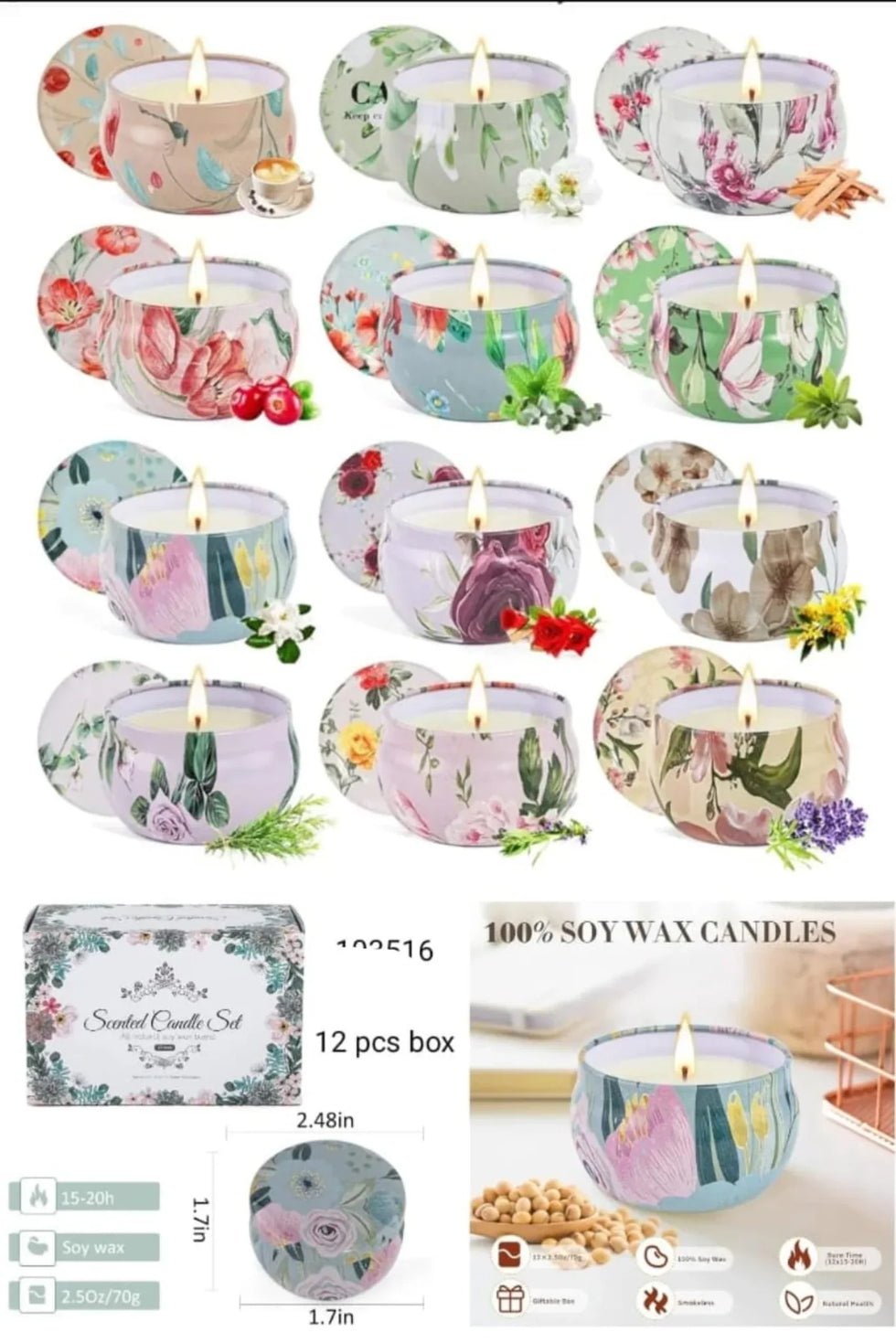 Luxury Scented Candle in Iron Container – Home Aroma Décor (each) - Clarify.pk