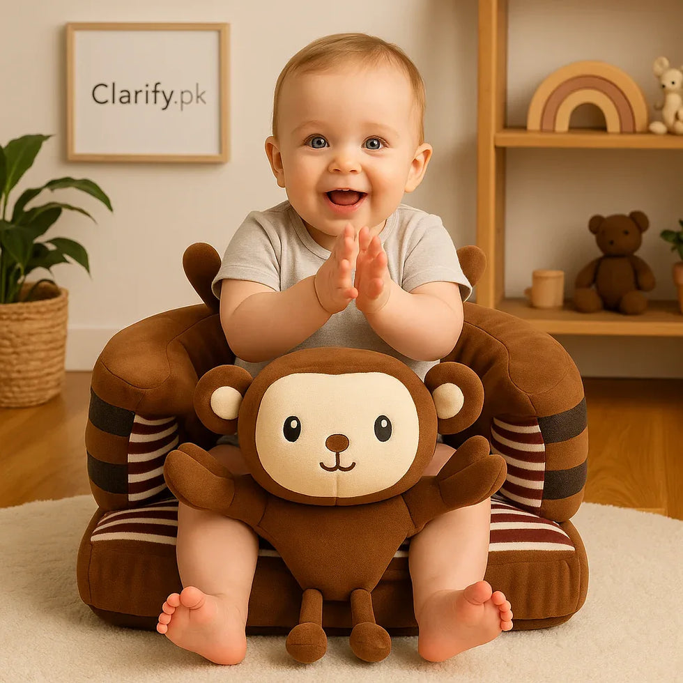 Premium 360° Support Baby Sofa Seat – Brown Monkey - Clarify.pk