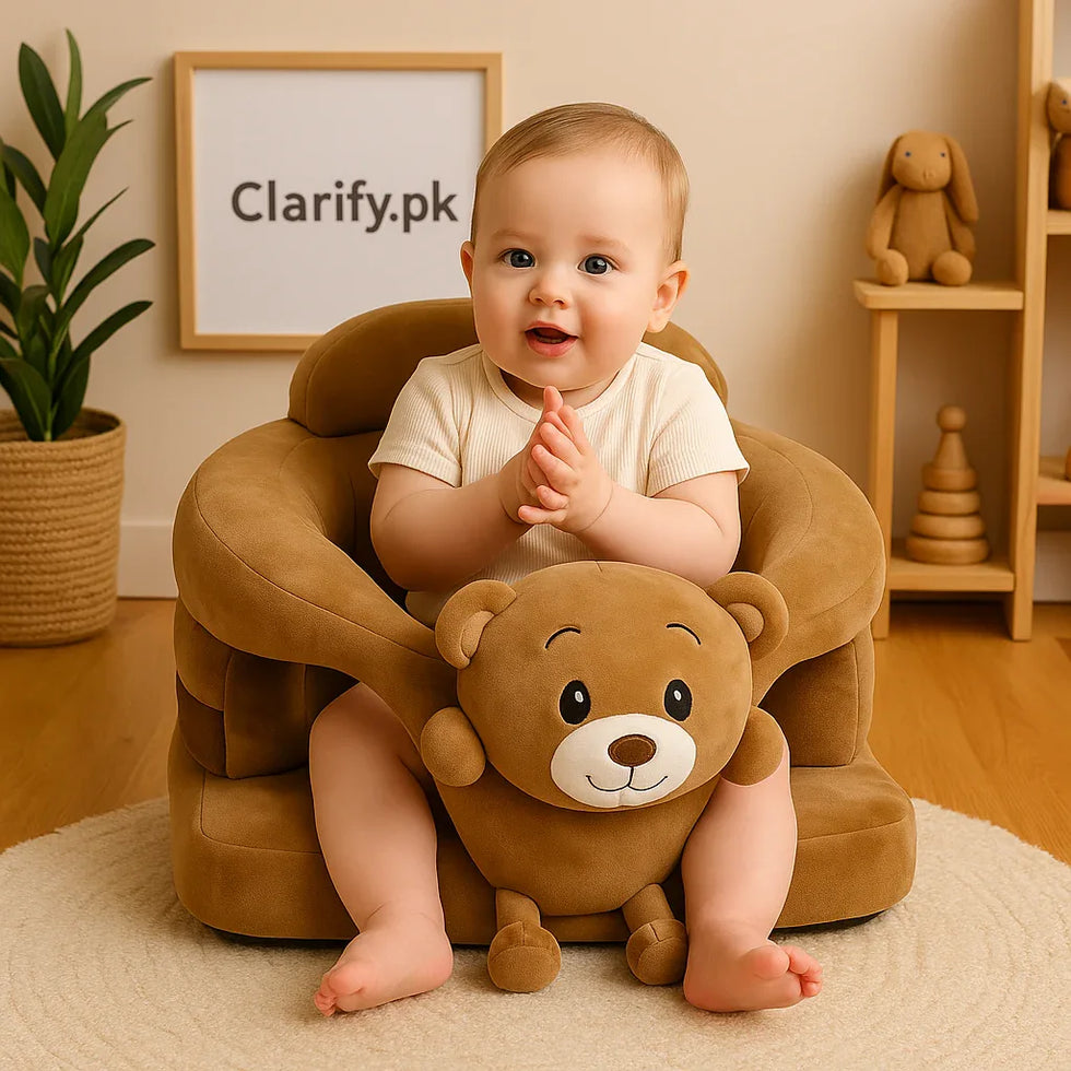 Brown Teddy Bear 360° Baby Support Sofa Seat - Clarify.pk