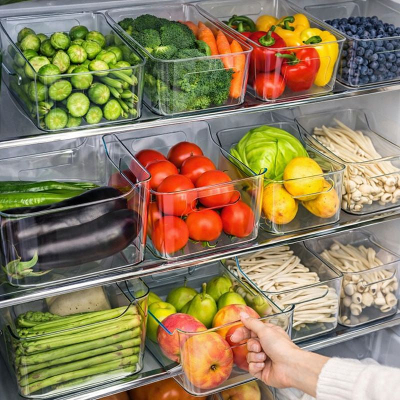Flat Acrylic Fridge Storage Basket – Clear Organizer