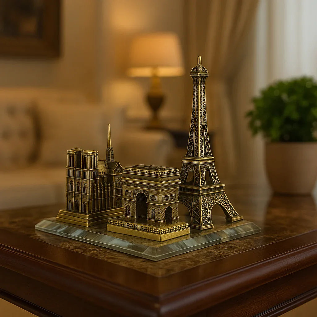 Metal Eiffel Tower Statue – Paris Themed Bronze Showpiece - Clarify.pk