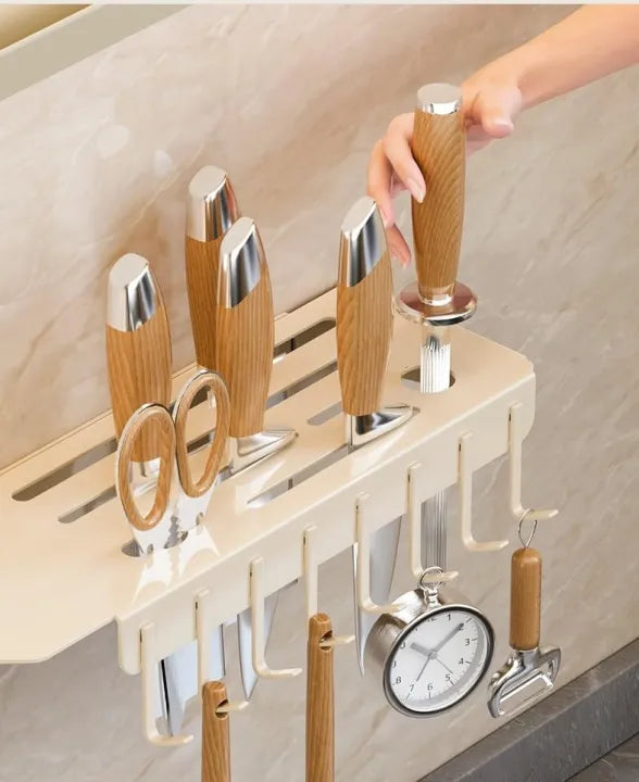 Wall-Mounted Corner Knife Rack – Rotatable Chopstick Holder & Utensil Organizer