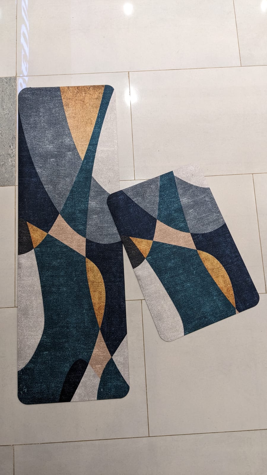 Midnight Slate Napa Leather Anti-Slip Runner Mat Set (2 Pcs) MAT