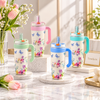 1000ml Vacuum Tumbler with Handle and Straw (Random Color)