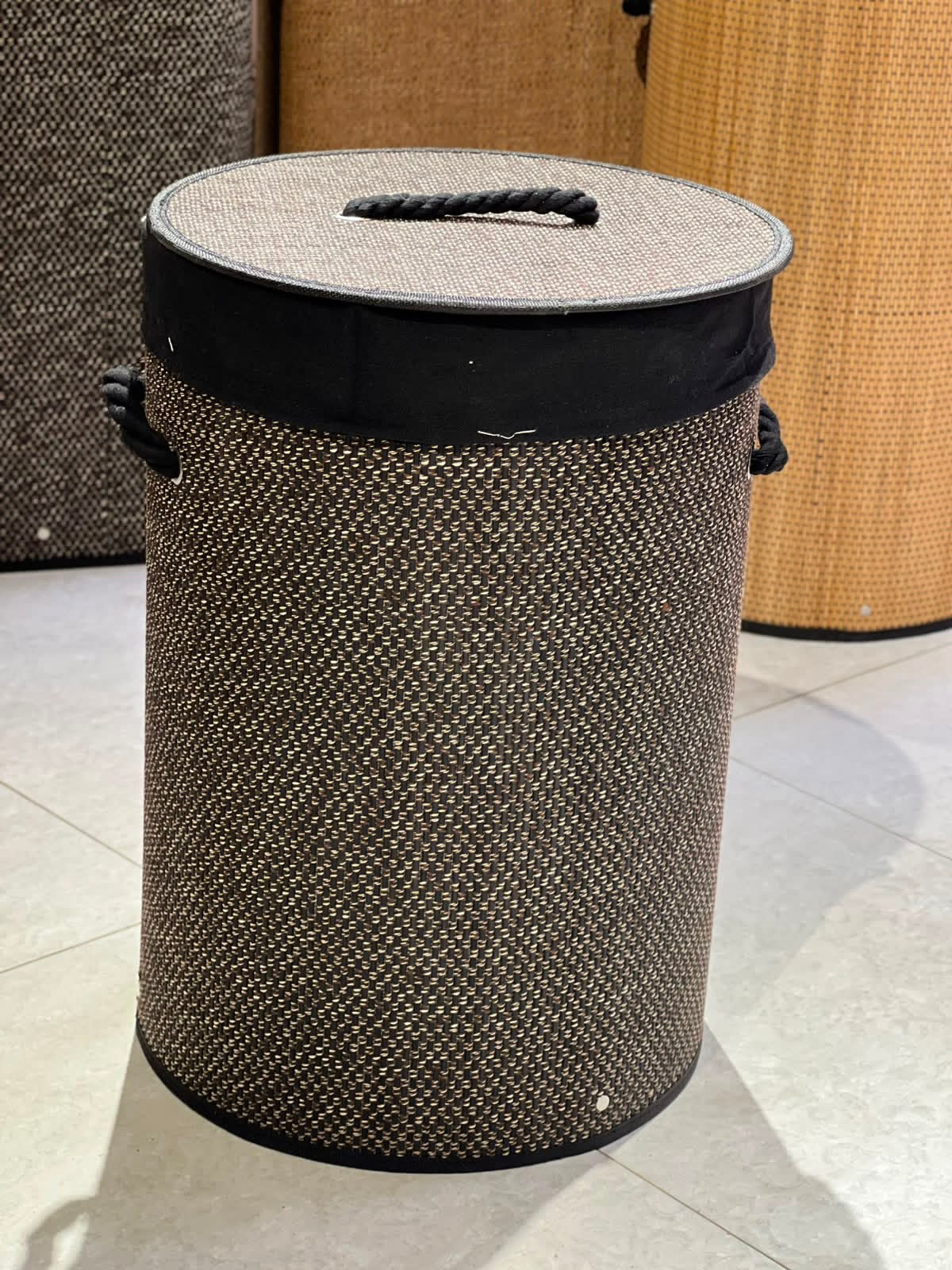 Premium Bamboo Round Laundry Basket