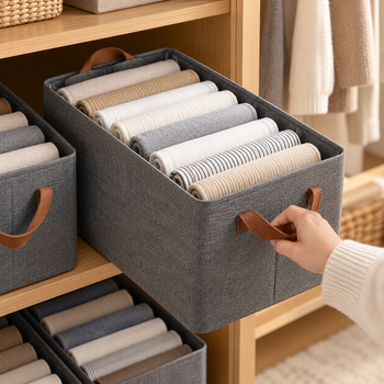 Foldable Fabric Closet Storage Box with Handles – Clothes & Wardrobe Organiser