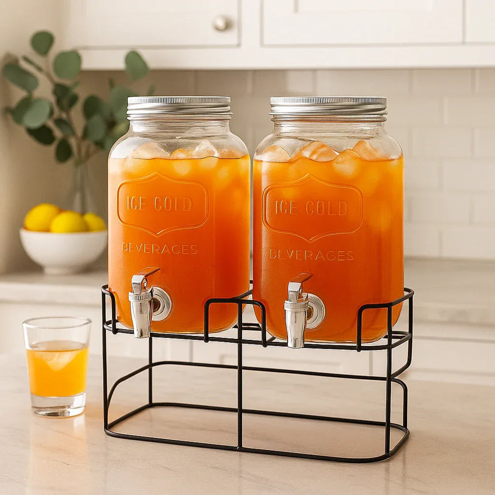 Double Glass Water Dispenser with Metal Stand – 8 Ltr