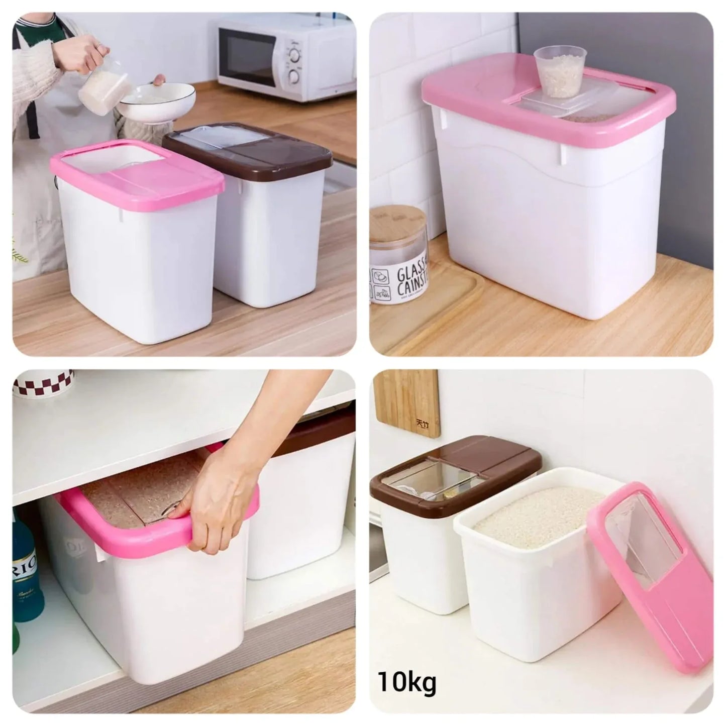 10kg Rice Storage Container with Airtight Lid - Clarify.pk