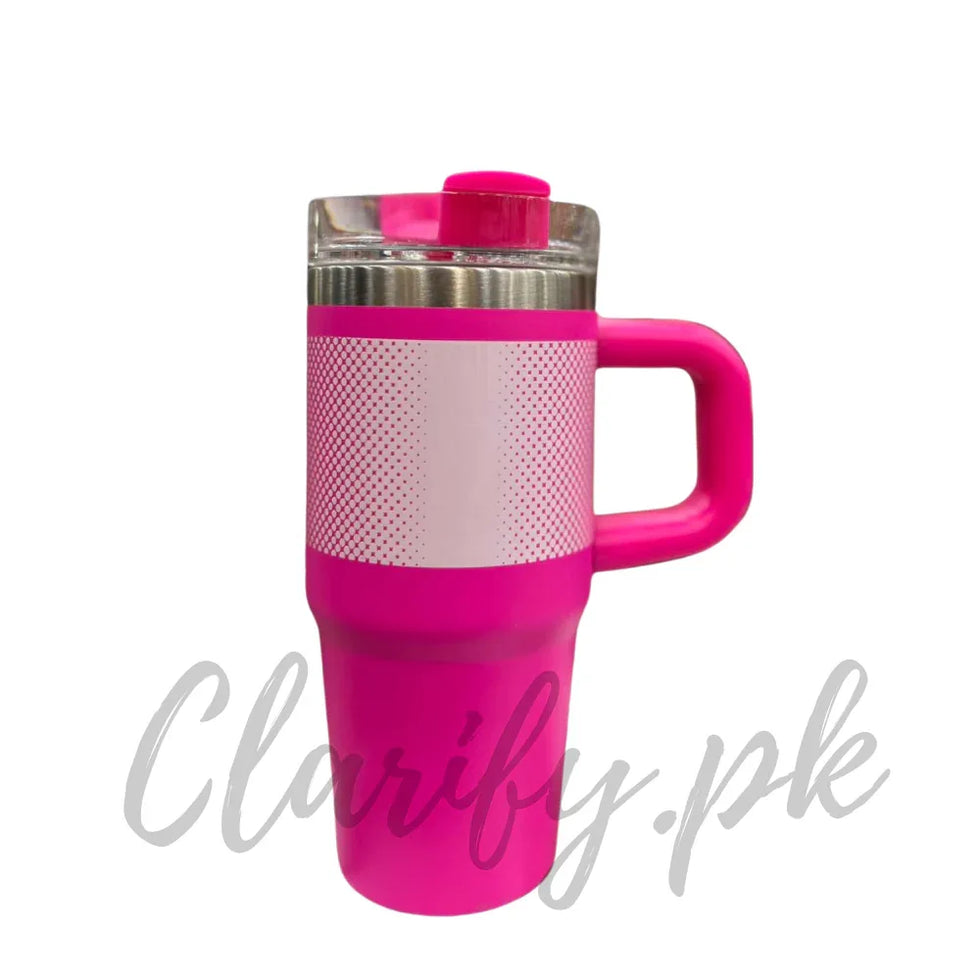 Premium Hot Pink Dot Texture 14oz Mini Tumbler – 420ml - Clarify.pk