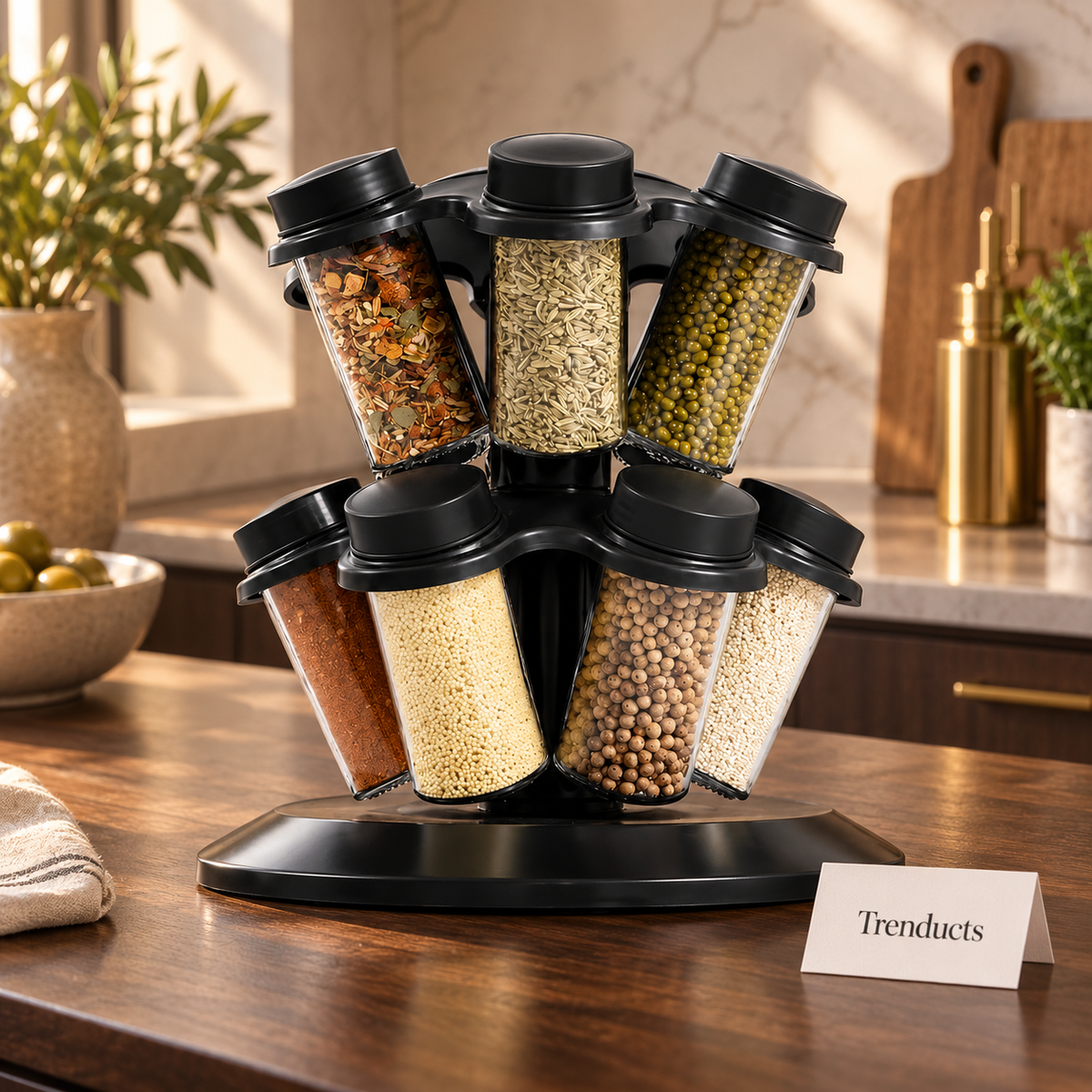 12-Piece 360° Rotating Double-Layer Spice Jar Set