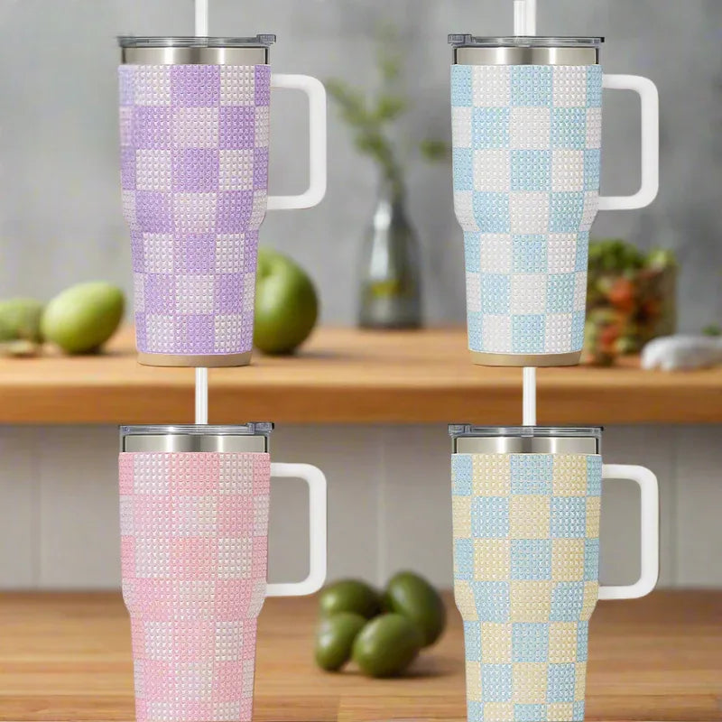 Premium 1200ml Rhinestone Tumbler with Handle & Straw - Clarify.pk