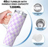 Premium 1200ml Rhinestone Tumbler with Handle & Straw - Clarify.pk