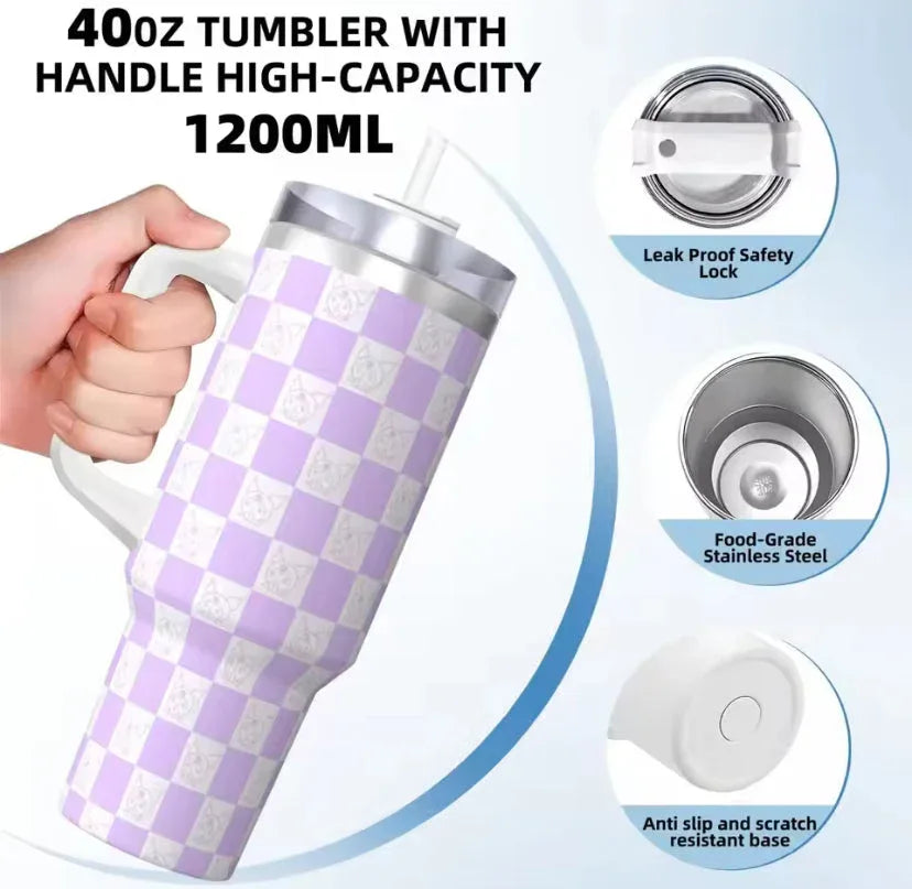 Premium 1200ml Rhinestone Tumbler with Handle & Straw - Clarify.pk