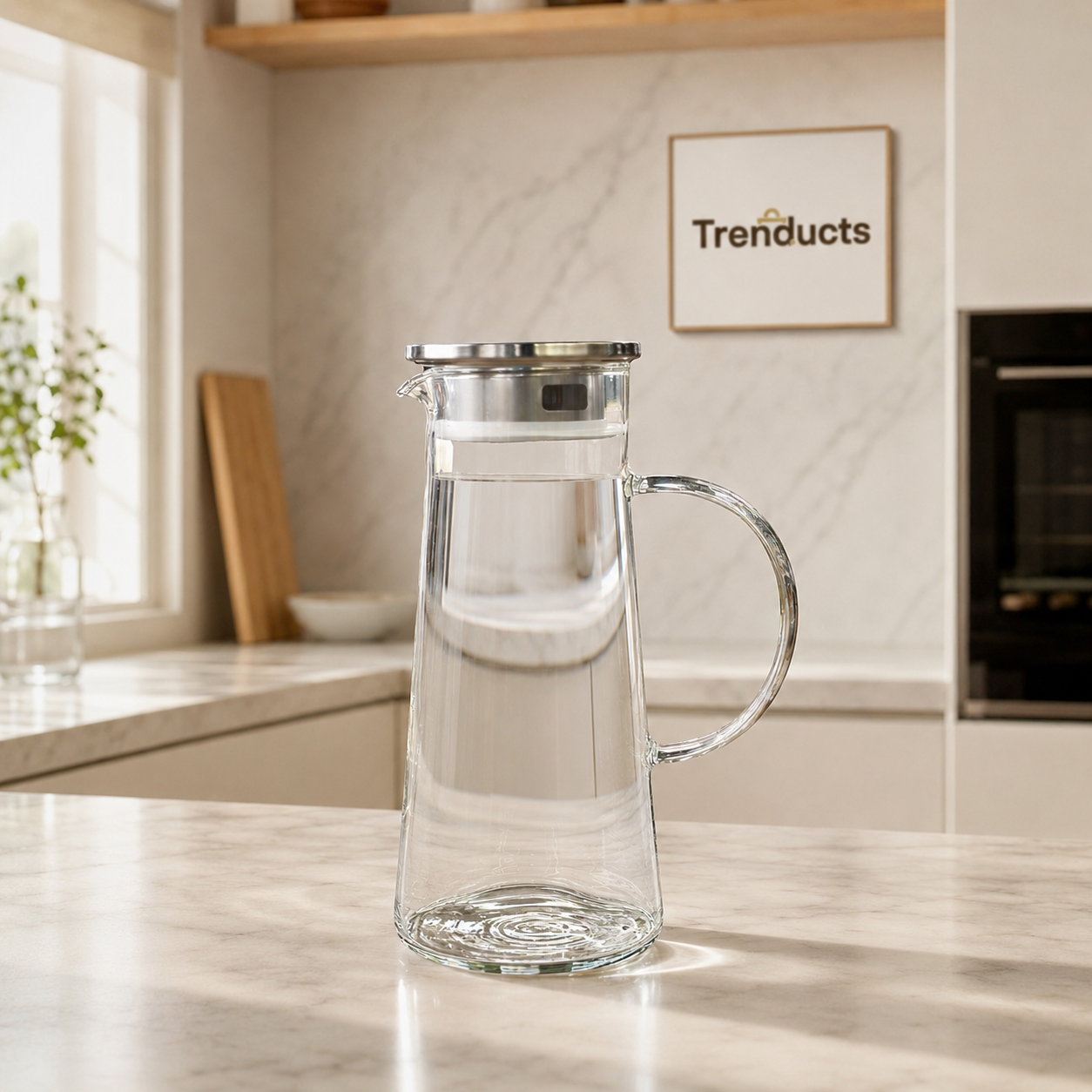 1200ml Sleek Glass Jug with Steel Lid