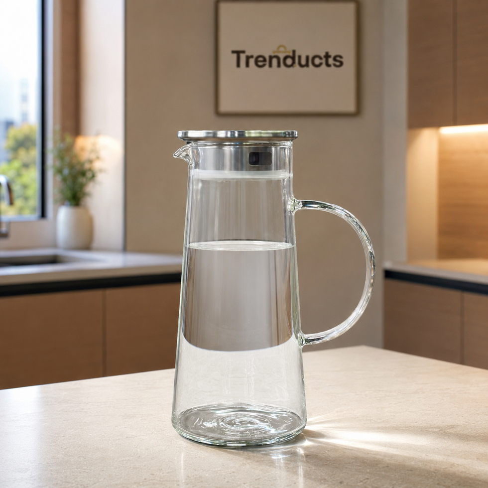 1200ml Sleek Glass Jug with Steel Lid