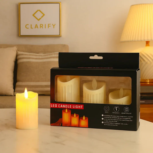 LED 3pcs Candle Set – Flameless Decorative LED Candles - Clarify.pk