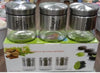 3-Piece Glass Jar Set with Steel Lid - Tea, Sugar, Coffee - Clarify.pk