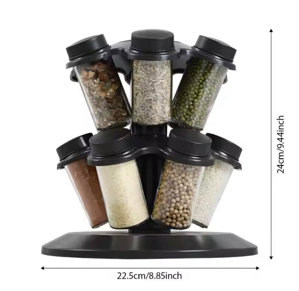 12-Piece 360° Rotating Double-Layer Spice Jar Set