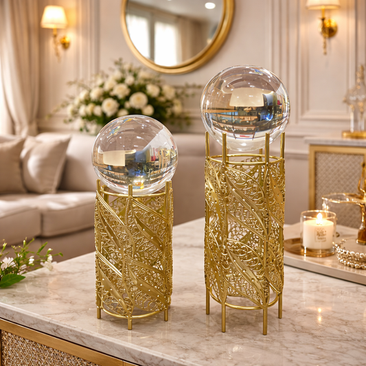 Crystal Ball Showpiece – Luxury Harmony Set (2 pcs) ZZ