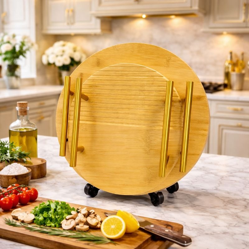 Artisanal Bamboo 2-Piece Circular Nesting Tray Set