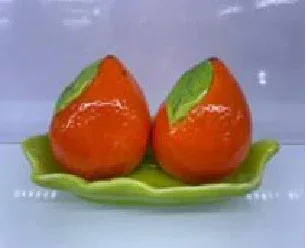 Orange Shape Ceramic Salt & Pepper Shakers with Tray – Cute Kitchen Set - Clarify.pk