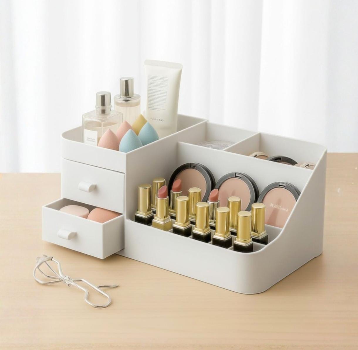 Multipurpose Desktop Makeup Organizer - Luxury Skincare & Cosmetic Storage with Drawers - Trenducts.pk