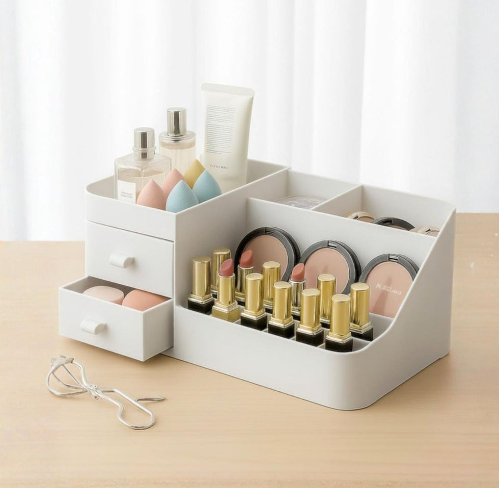 Multipurpose Desktop Makeup Organizer - Luxury Skincare & Cosmetic Storage with Drawers