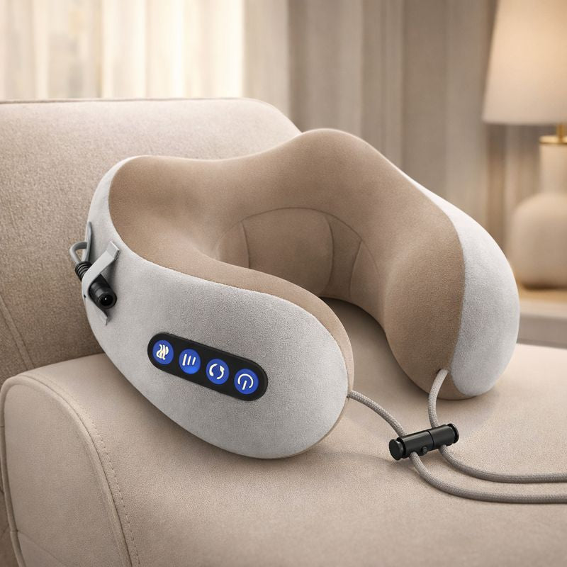 Electric Heated Travel Neck Pillow – Pain Relief Massager