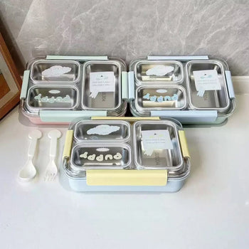 Insulated Stainless Steel Bento Lunch Box with Spoon - Clarify.pk