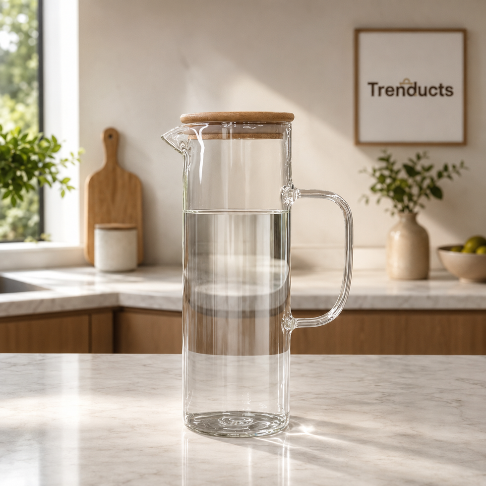 1.5L Sleek Glass Jug with Wooden Lid