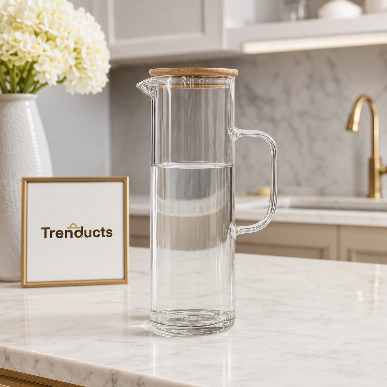 1.5L Sleek Glass Jug with Wooden Lid