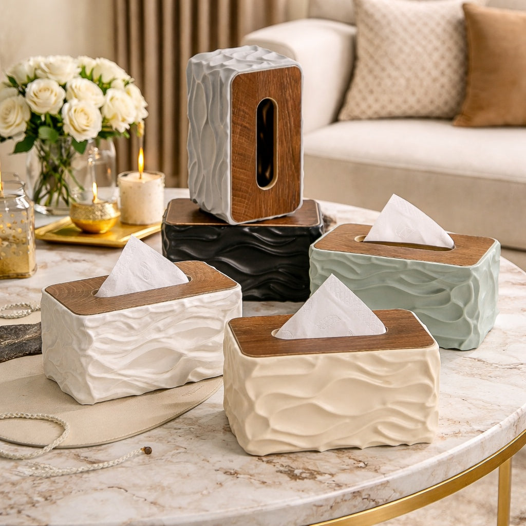 Ocean Wave Tissue Box – Ripple-Textured Luxury Edition ZZ