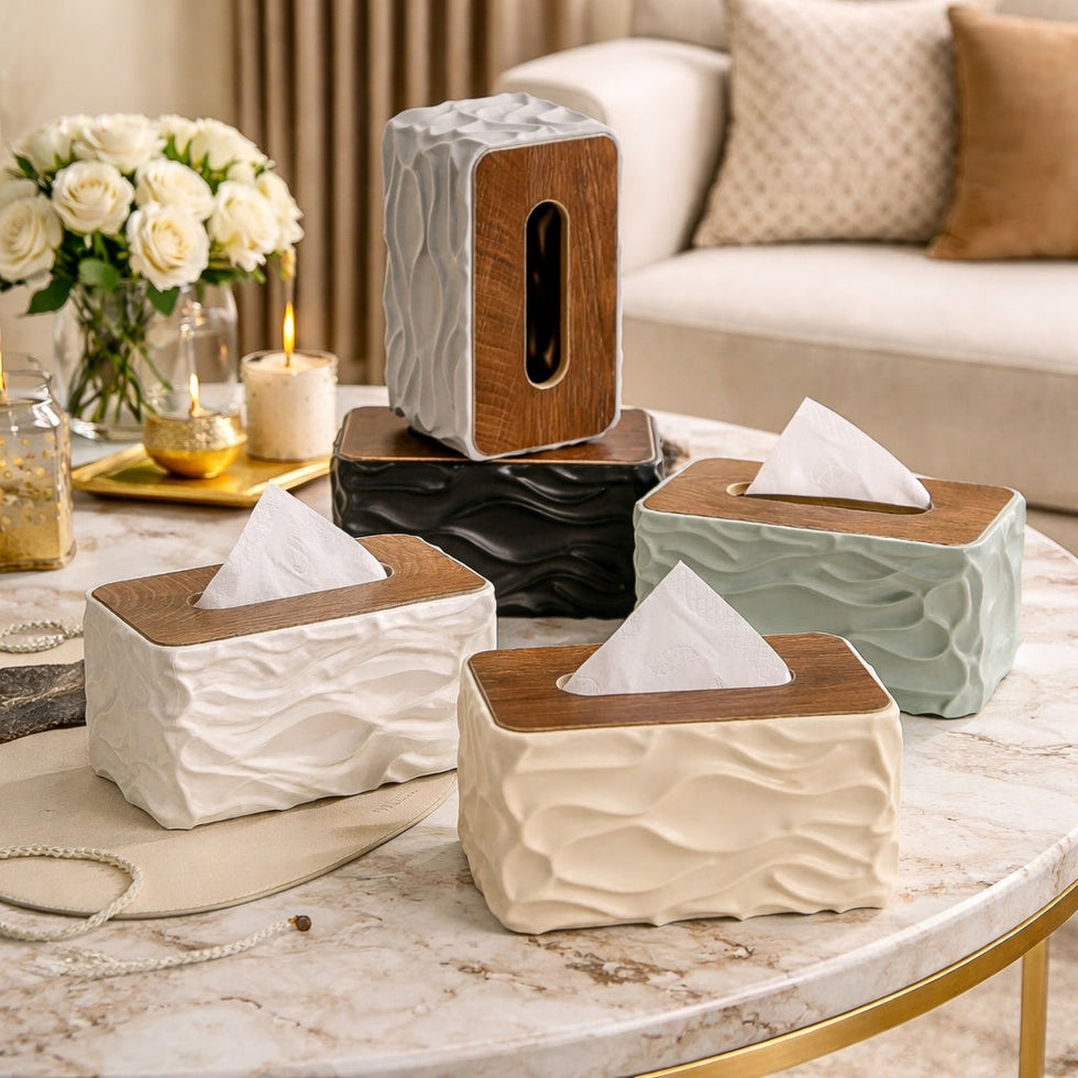 Ocean Wave Tissue Box – Ripple-Textured Luxury Edition