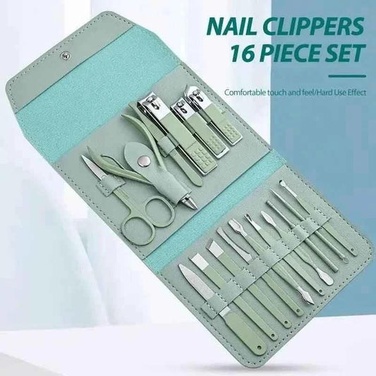 16-piece manicure pedicure set with case - Nail kit - Clarify.pk