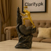 Golden Man on Rock Statue – Modern Fiber Decorative Sculpture - Clarify.pk