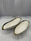 White & Gold Porcelain Platters - Premium 2-Piece Serving Set - Clarify.pk