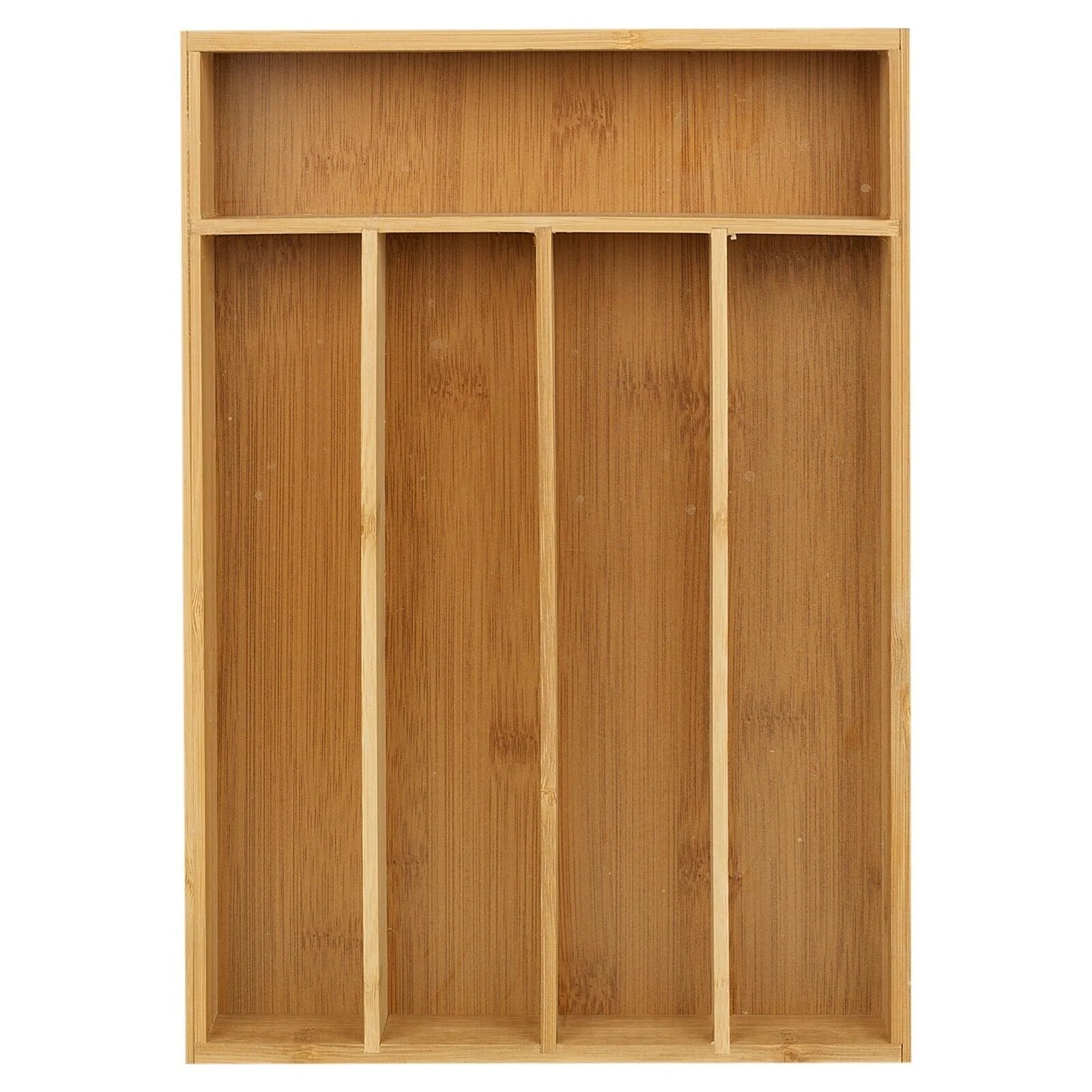 Bamboo Cutlery Tray - 5-Compartment Kitchen Drawer Organizer