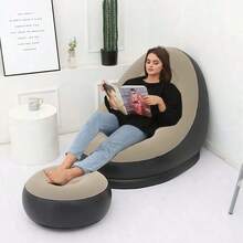 Inflatable Beanbag Sofa Chair with Footrest & Backrest