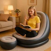 Inflatable Beanbag Sofa Chair with Footrest & Backrest