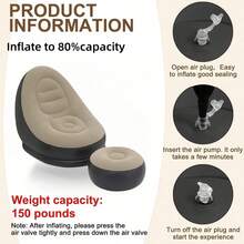 Inflatable Beanbag Sofa Chair with Footrest & Backrest