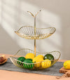 Luxury Gold Metal 2-Tier Fruit Basket – Elegant Table Decor