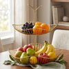 Luxury Gold Metal 2-Tier Fruit Basket – Elegant Table Decor
